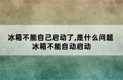 冰箱不能自己启动了,是什么问题 冰箱不能自动启动